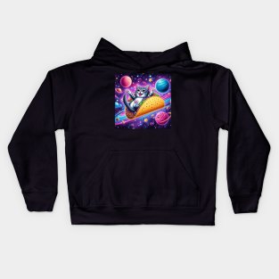 galaxy cat flying tacos Kids Hoodie